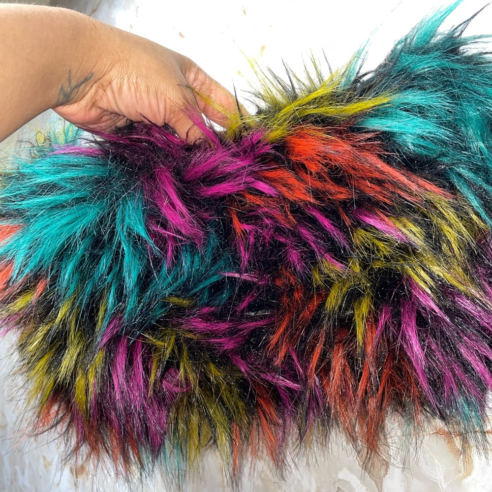 Multi color Faux Fir clutch
